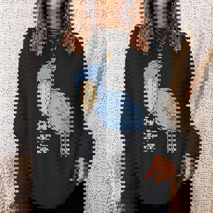 ハシビロコウさん『ビッグ プリント』青い鳥【どうぶつフレンズ】ゆるくて かわいい 動物園の生き物 イラスト スウェットシャツ 彼女への贈り物