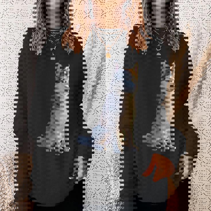 ハスキーがモチーフの愛犬家 シベリアンハスキーが大好き スウェットシャツ 彼女への贈り物