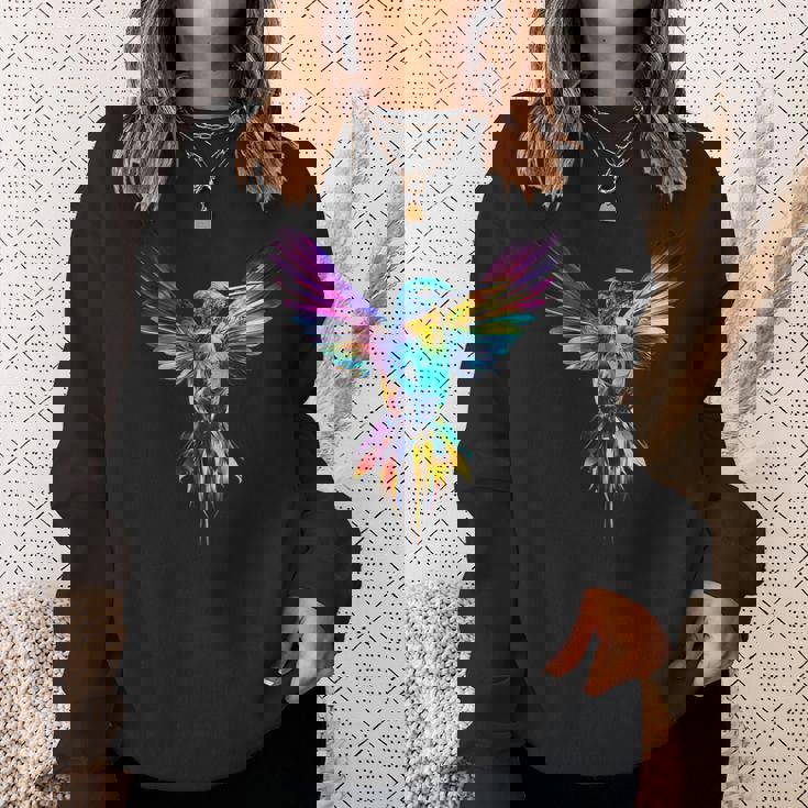 ハチドリ カラフル アート 動物 グラフィック 鳥 ハチドリ スウェットシャツ 彼女への贈り物