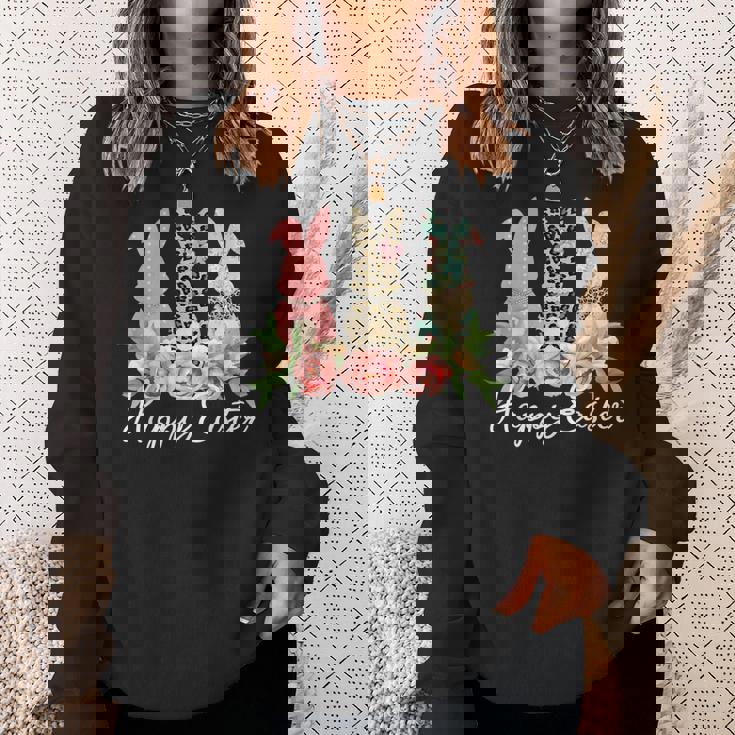 ハッピーイースター 3匹のウサギ 春のハント 卵 おもしろウサギ スウェットシャツ 彼女への贈り物