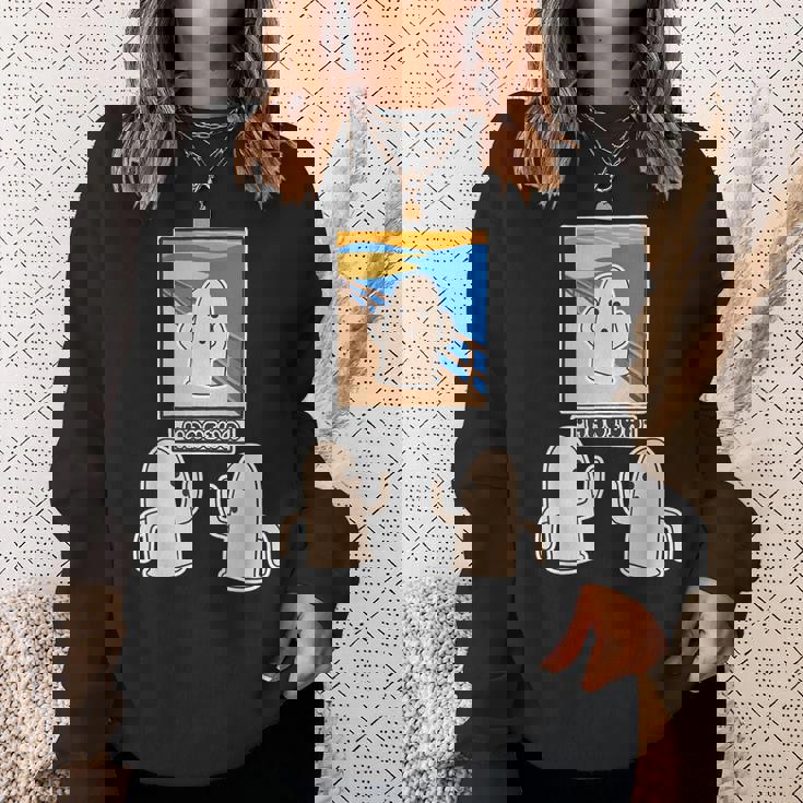 ハニワくん の ムンクの叫び と 見つめる 埴輪【ゆるフレンズ】名画 パロディ キャラクター かわいい イラスト 面白い スウェットシャツ 彼女への贈り物