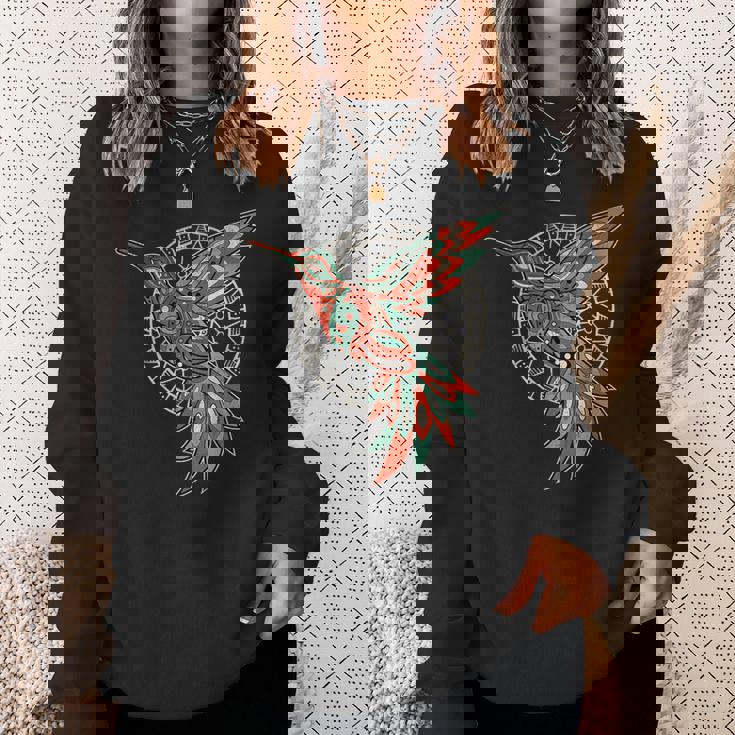 ハミングバード・トライバル・アート ネイティブアメリカン・インディアン・インディジナス スウェットシャツ 彼女への贈り物