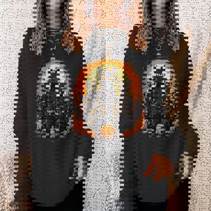 ハロウィン 黒猫 パンプキン 面白い レトロデザイン スウェットシャツ 彼女への贈り物