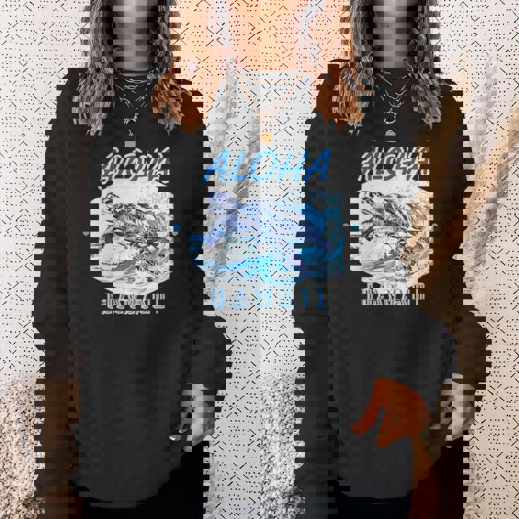 ハワイ ハワイアン ワイキキビーチ サーフボート ヤシの木 アロハ 夏 風景 海好き ウミガメ 波乗り スウェットシャツ 彼女への贈り物