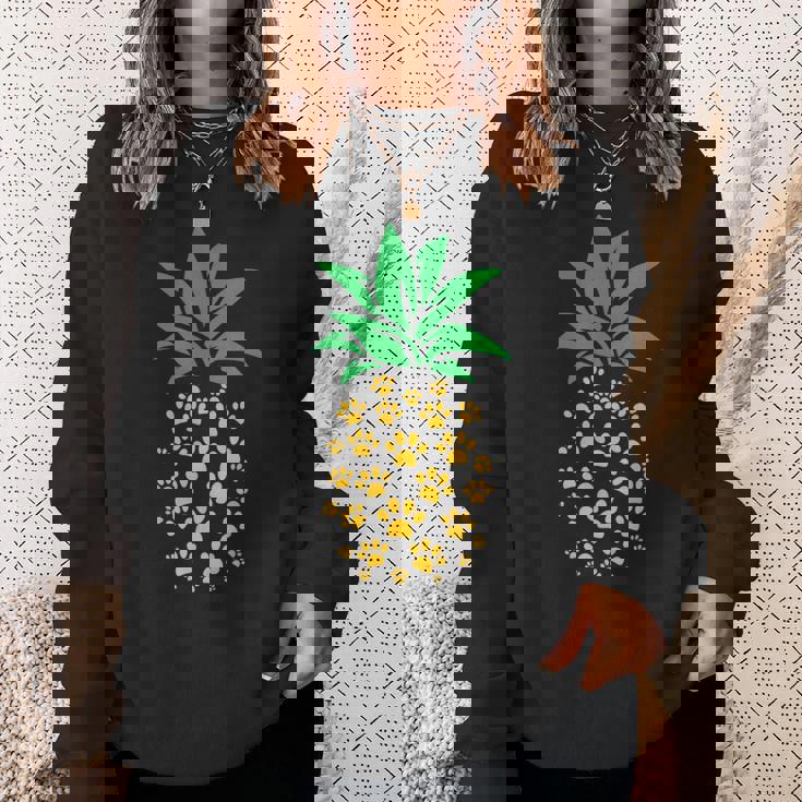 ハワイアンアイランド パイナップル 猫の肉球プリント 猫好きのギフト スウェットシャツ 彼女への贈り物