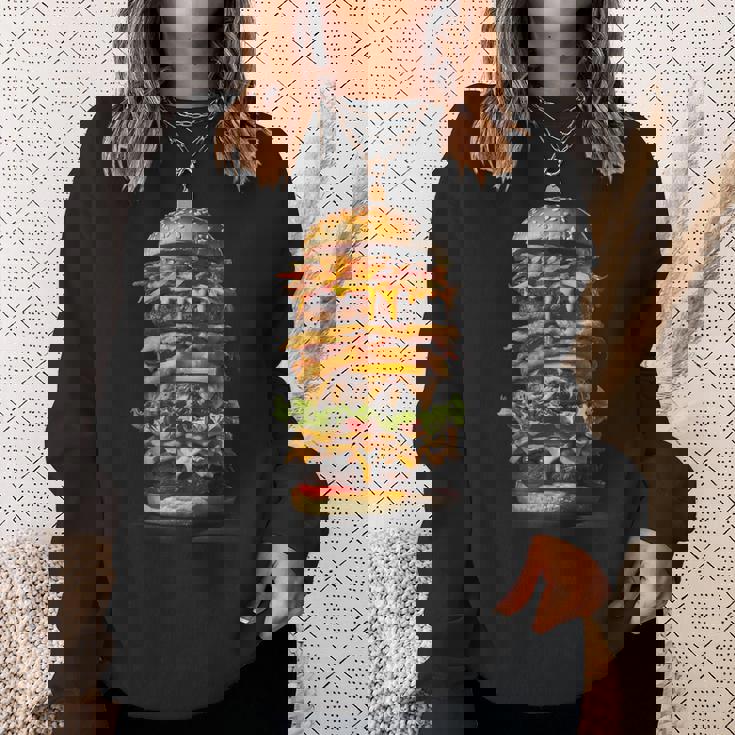 ハンバーガー チーズバーガー ファーストフード愛好家 食通 ギフト スウェットシャツ 彼女への贈り物