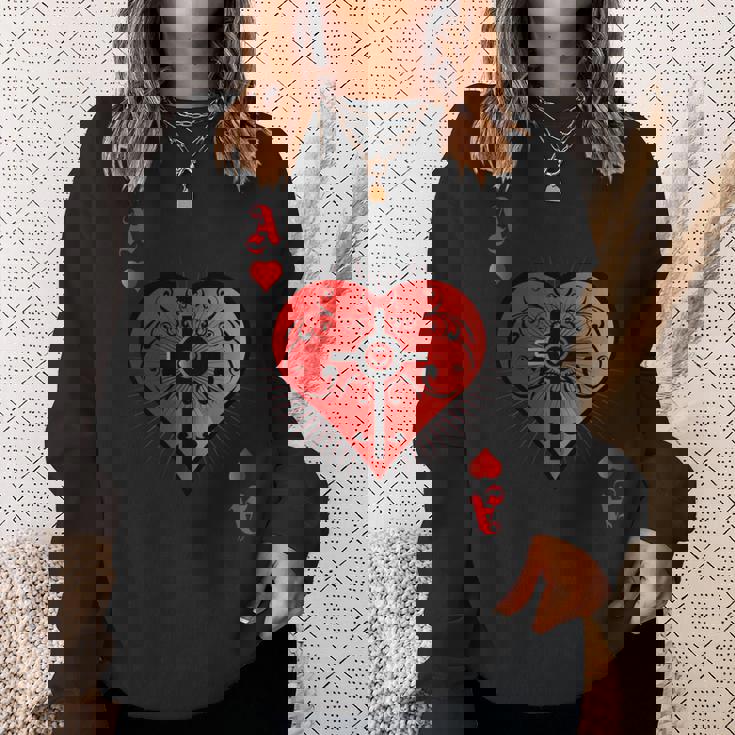 ハートポーカーエースi テキサスホールデムカジノカードケース ポーカー 長袖tシャツ スウェットシャツ 彼女への贈り物