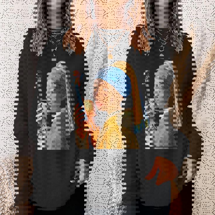 バイオリン 楽器 面白いtシャツ フェルメール かわいい メンズ 子供 おもしろ 服 グッズ ネタ 音楽 スウェットシャツ 彼女への贈り物