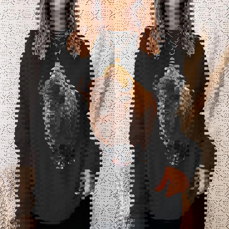 バイソン ヨーロッパバイソン 野牛 アメリカバイソン アメリカンバッファロー スウェットシャツ 彼女への贈り物