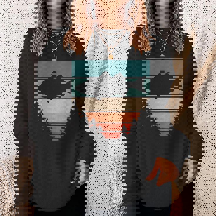 バス釣り森レトロオオクチバスフィッシャーマン スウェットシャツ 彼女への贈り物