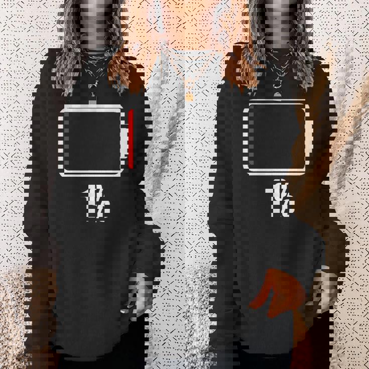 バッテリー 1 残り1 バッテリー切れtシャツ バッテリー残量が少ない スウェットシャツ 彼女への贈り物