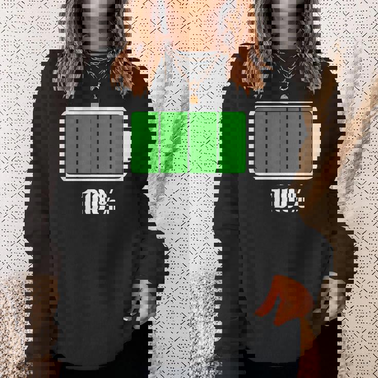 バッテリー 100 シャツ バッテリーフル充電 バッテリー満載 スウェットシャツ 彼女への贈り物