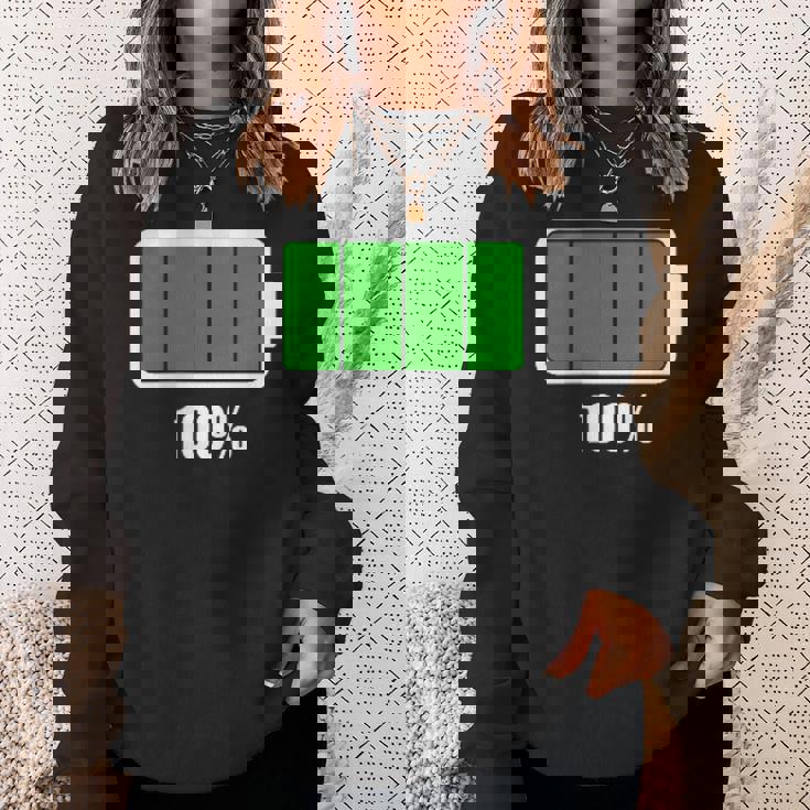 バッテリー100シャツ バッテリーハートフル充電バッテリーフル。 スウェットシャツ 彼女への贈り物