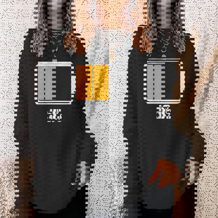 バッテリーハーフ残量50 バッテリーデッドtシャツ バッテリー残量が少ない スウェットシャツ 彼女への贈り物