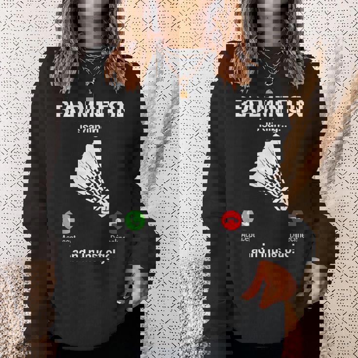 バドミントン呼び出しバドミントン愛好家面白いバドミントン選手 スウェットシャツ 彼女への贈り物