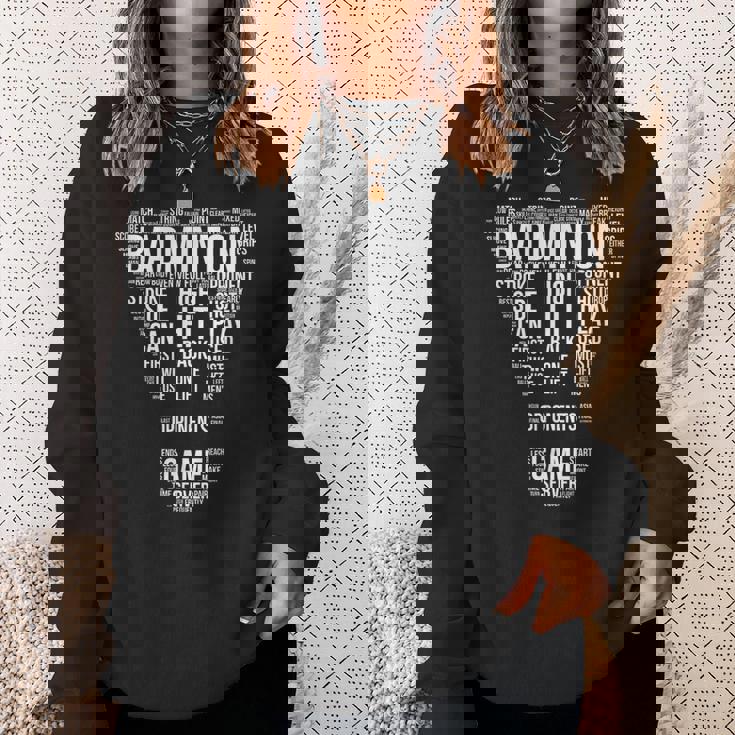 バドミントン用語 ワードクラウド バドミントンギフト バドミントンプレーヤー スウェットシャツ 彼女への贈り物