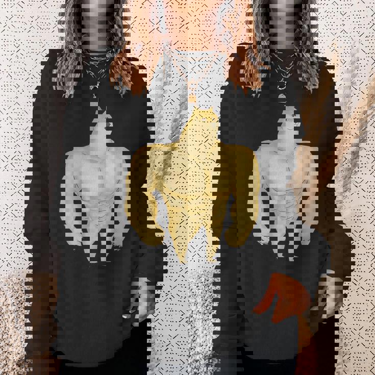 バフ 柴犬 面白い ボディービルダー 犬 ダンク ミーム スウェットシャツ 彼女への贈り物