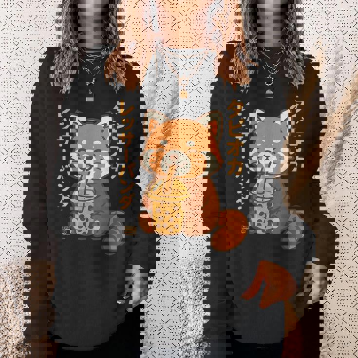 バブルティー レッサーパンダ ボバ カワイイ タピオカ アニメ かわいい スウェットシャツ 彼女への贈り物