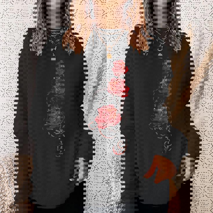 バレンタインデー ギフト シャツ 赤バラ とげ付き 葉っぱ スウェットシャツ 彼女への贈り物