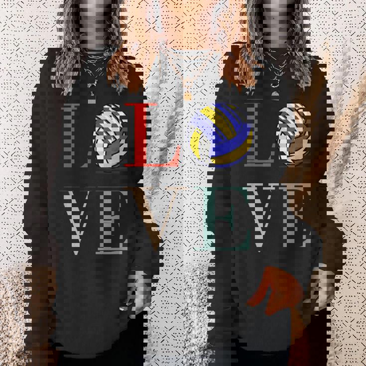 バレーボール 面白い バレー部 おもしろ 文字入り 服 おもしろグッズ 文字 ネタ メンズ Love 部活 スウェットシャツ 彼女への贈り物