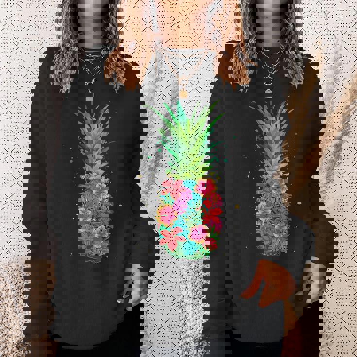 パイナップルフラワー レディース メンズ アロハ ハワイ ヴィンテージ ハワイアン スウェットシャツ 彼女への贈り物