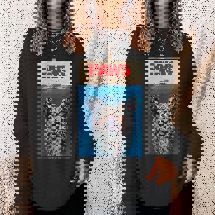 パウス おもしろ猫 パロディ 猫 恋人 ギフト 子猫 サメ ネズミ 鳴き声 スウェットシャツ 彼女への贈り物