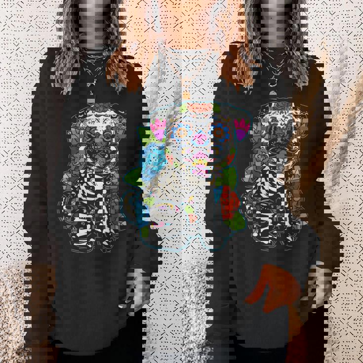 パグ シュガースカル メキシコ 犬 カラベラ 死者の日 スウェットシャツ 彼女への贈り物