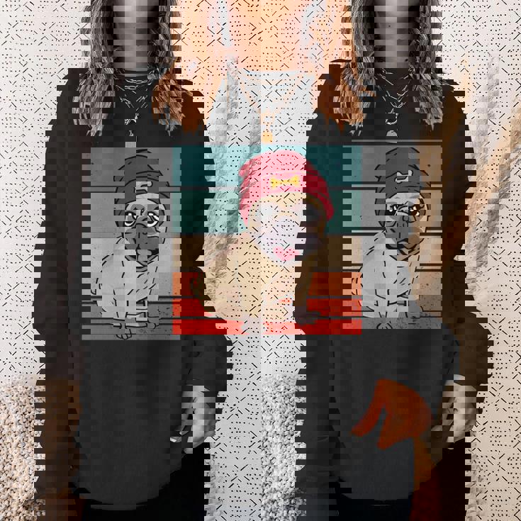 パグ ビーニー 赤骨かわいい遊び心のある幸せなスタイリッシュな動物ペット 長袖tシャツ スウェットシャツ 彼女への贈り物