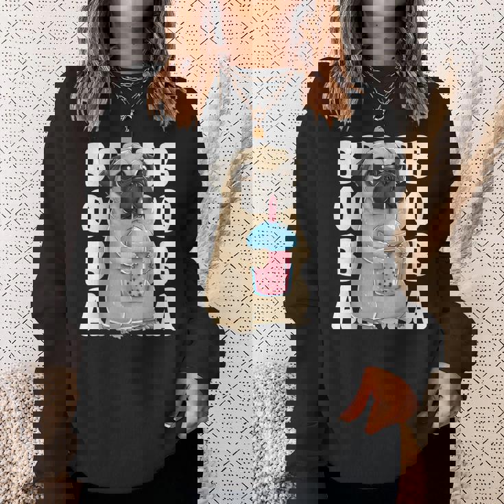 パグ 犬 カワイイ ボバ バブル ミルク ティー タピオカパール かわいい スウェットシャツ 彼女への贈り物