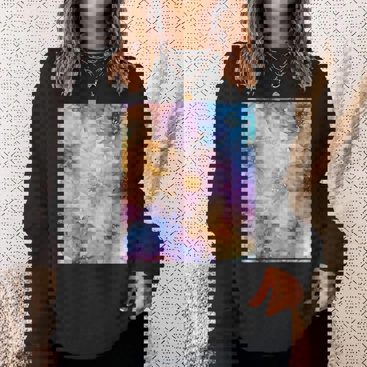 パステルインクのイラストにマルチカラー春の花。 スウェットシャツ 彼女への贈り物