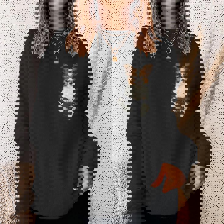 パピヨン愛好家のためのポケットに入った面白いパピヨン スウェットシャツ 彼女への贈り物