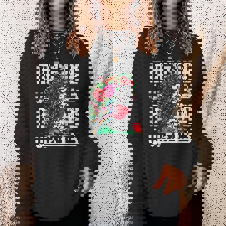 パレスチナのバンダナを持つパレスチナの少女 パレスチナ人 スウェットシャツ 彼女への贈り物