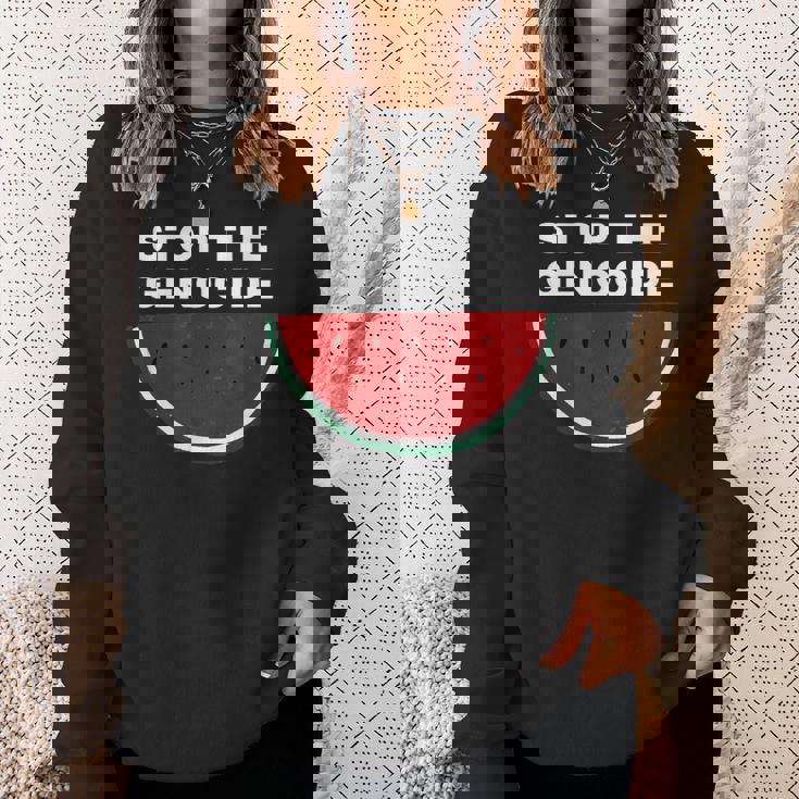 パレスチナスイカ ジェノサイドを止める スウェットシャツ 彼女への贈り物