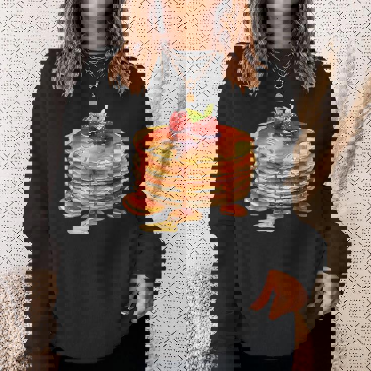 パンケーキシロップ 水彩食品 朝食 ストロベリースイーツ スウェットシャツ 彼女への贈り物