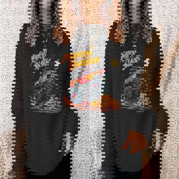 パンプキンスマッシャー モンスタートラック ハロウィン ジャック・オー・ランタン スウェットシャツ 彼女への贈り物