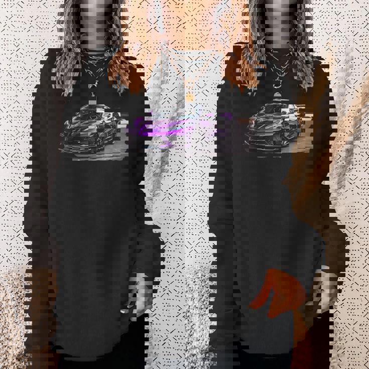 パープル C8 ドライブウェイ スー レースカー マッスルカー スポーツカー C8 スウェットシャツ 彼女への贈り物