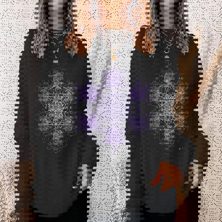 パープル フラクタル メタトロンキューブ 神聖な幾何学 スピリチュアル スウェットシャツ 彼女への贈り物