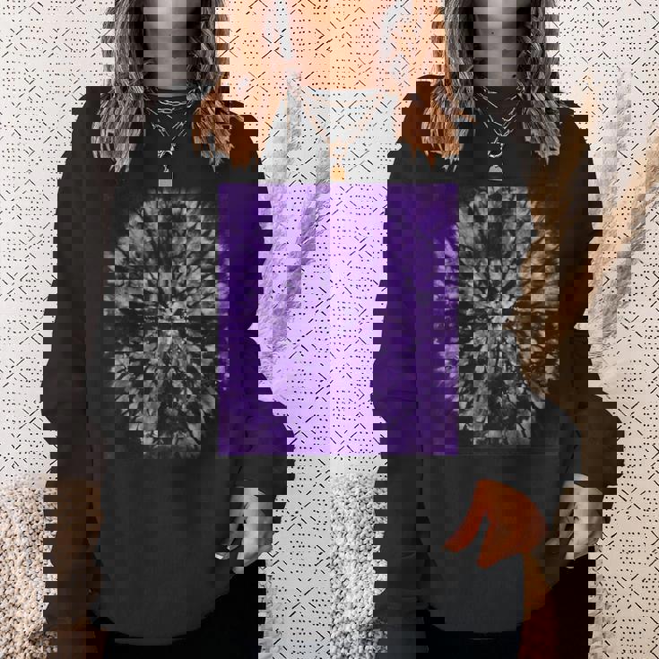 パープルバティックタイダイ ボヘミアンパターン スウェットシャツ 彼女への贈り物