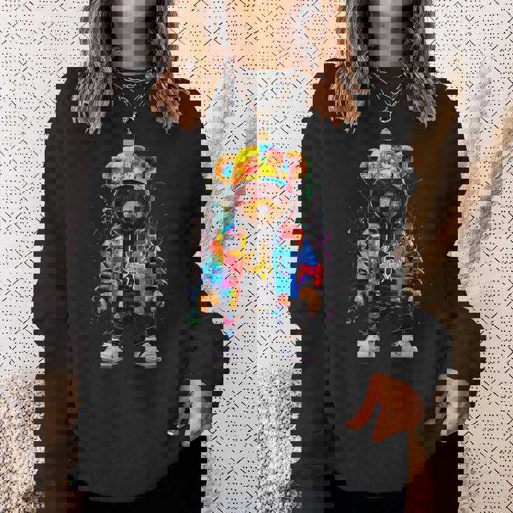 ヒップホップ テディベア カラフル テディベア グラフィック スウェットシャツ 彼女への贈り物