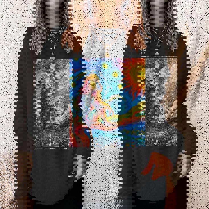 ヒヒ猿 星月夜 絵画 スウェットシャツ 彼女への贈り物