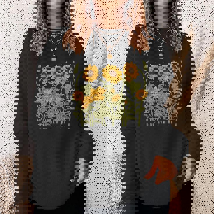 ヒマワリ 野花 ヴィンテージ ボタニカル 植物 ガーデニング スウェットシャツ 彼女への贈り物