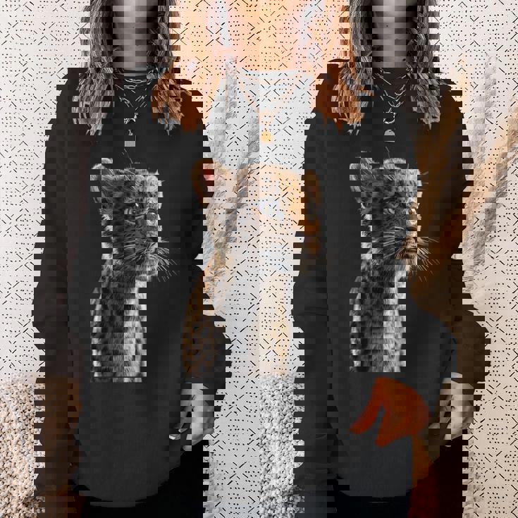 ヒョウヒョウ大型猫かわいい大型猫ヒョウヒョウ スウェットシャツ 彼女への贈り物