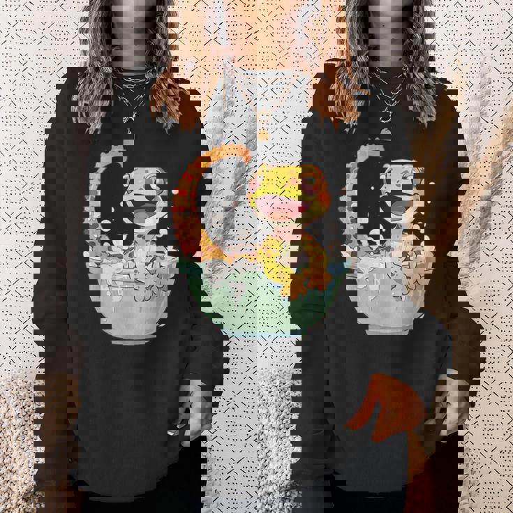 ヒョウモントカゲモドキ シャワー かわいい 野生動物 トカゲ スウェットシャツ 彼女への贈り物