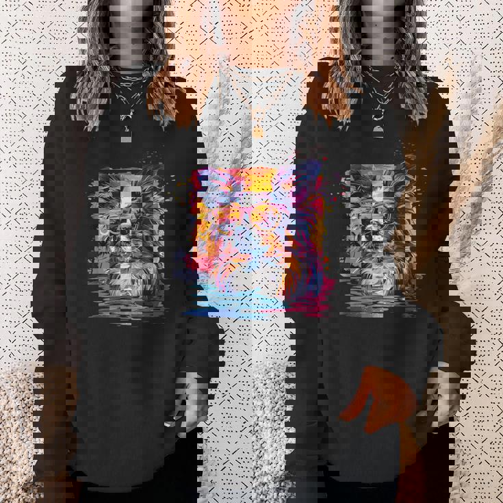 ビーチ・ポップアート クールなパピヨン スウェットシャツ 彼女への贈り物