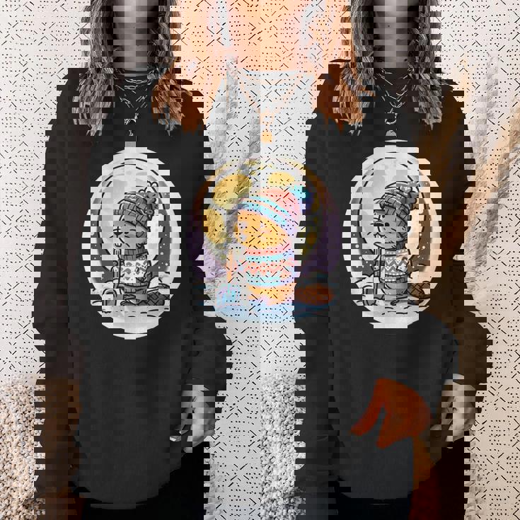 ビーバームーン 冬のワンダーランドのかわいいビーバー スウェットシャツ 彼女への贈り物