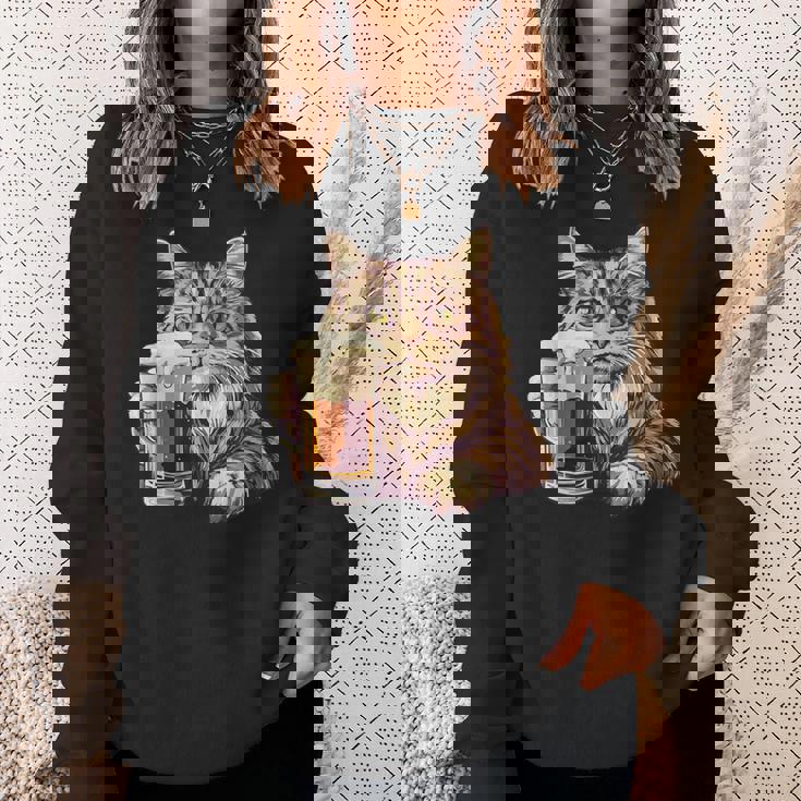 ビールジョッキ かわいい猫 スウェットシャツ 彼女への贈り物