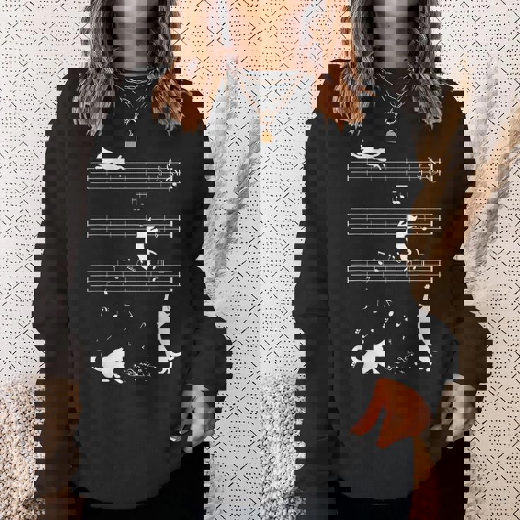 ピアノ音符 遊び心のある猫 スウェットシャツ 彼女への贈り物