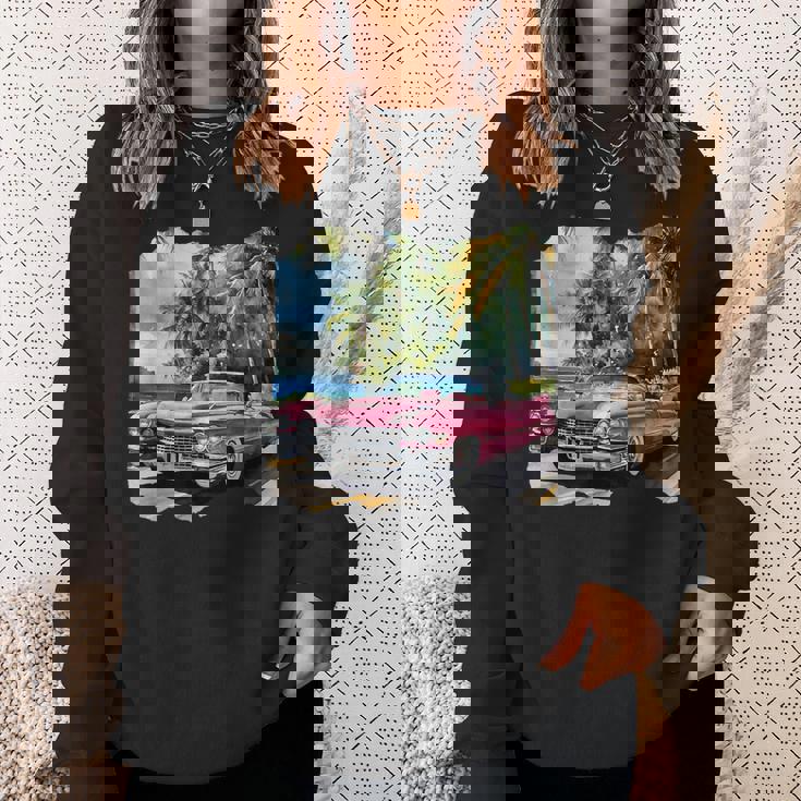 ピンク キャデラック ルックイン ビンテージビークル スウェットシャツ 彼女への贈り物