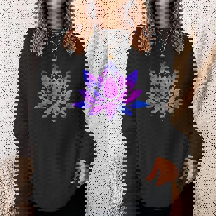 ピンクと紫の蓮の花 スウェットシャツ 彼女への贈り物