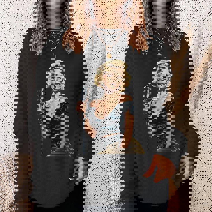 ピンナップガール ビンテージマイク 歌う オールドスクール スウェットシャツ 彼女への贈り物